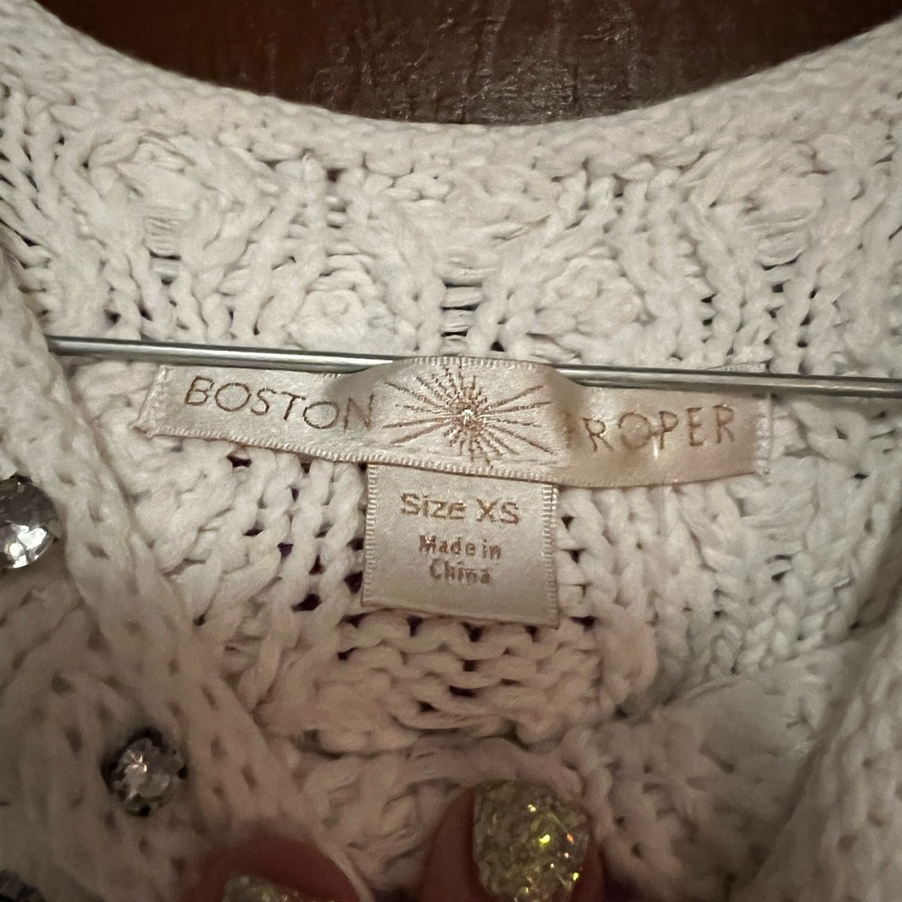 Boston Proper Rhinestone Cold Shoulder Sweater - Picture 4 of 5